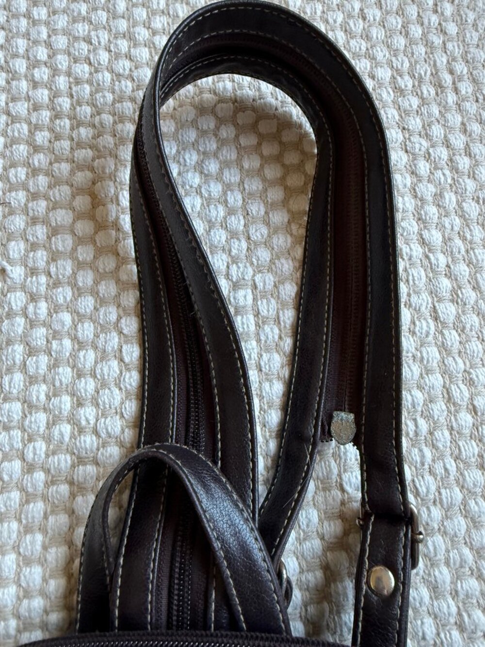 Brown Faux Leather Mini Backpack - Picture 6 of 13